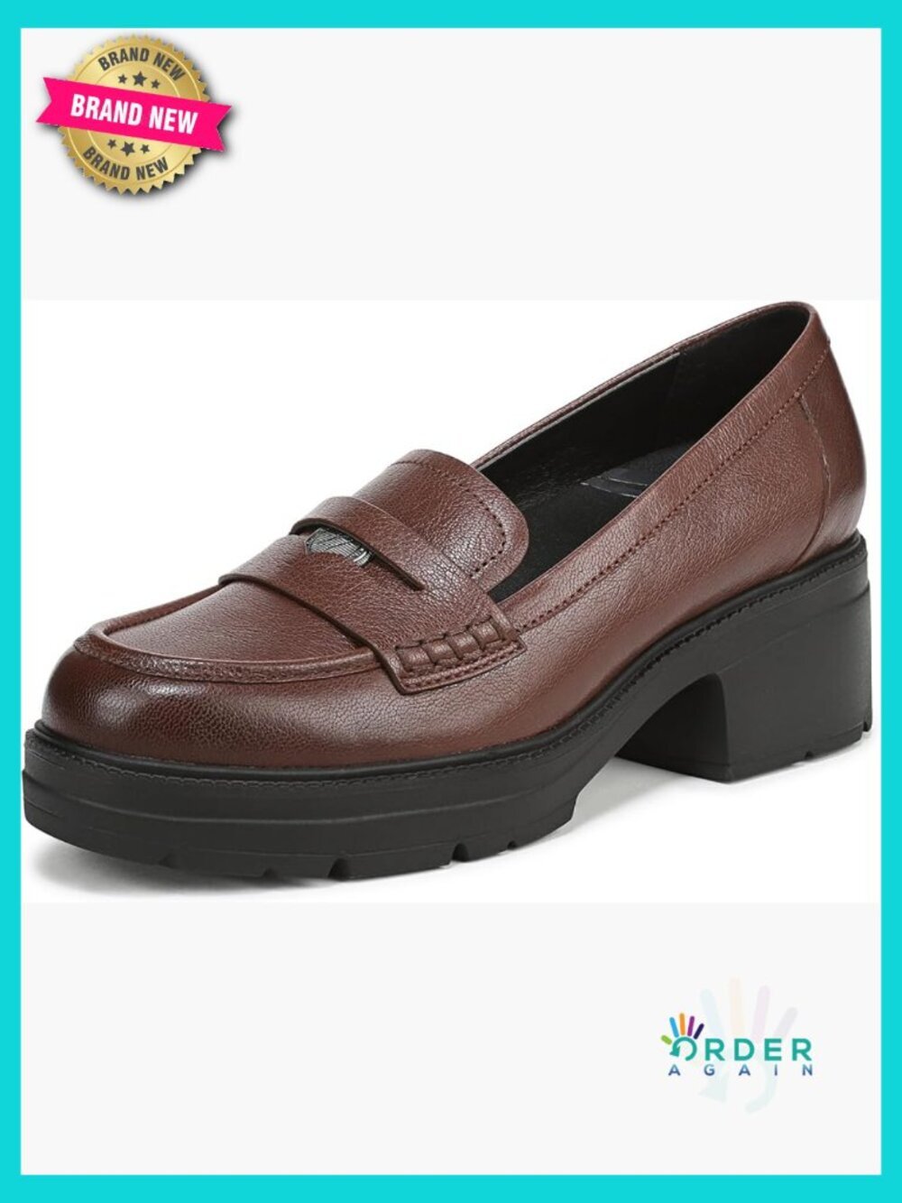Platform Loafer with Welt Stitching and Lug Sole Comfort Block Heel 2.25"